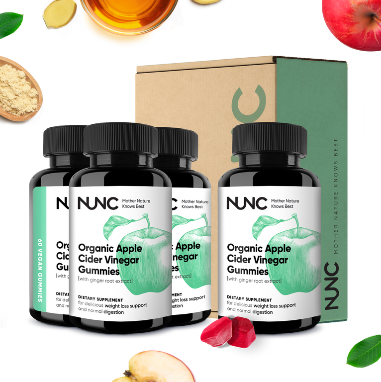 NUNC - Organic Apple Cider Vinegar Gummies - 4 Bottles.