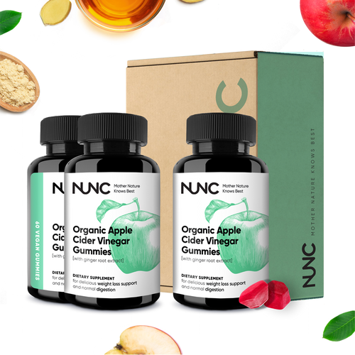 NUNC - Organic Apple Cider Vinegar Gummies - 3 Bottles.