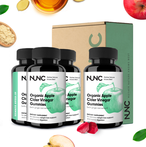 NUNC - Organic Apple Cider Vinegar Gummies - 4 Bottles.