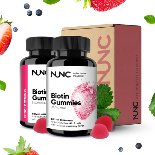NUNC - Biotin Gummies (10,000 MCG) - 2 Bottles.