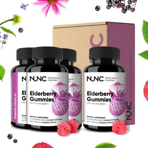 NUNC - Elderberry Gummies - 4 Bottles.