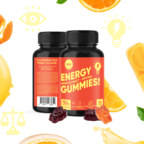 NUNC - Energy Hemp Gummies - 2 Bottles.