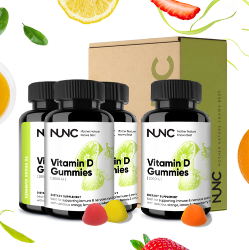 NUNC - Vitamin D Gummies (2000 IU) - 3+1 Bottles.
